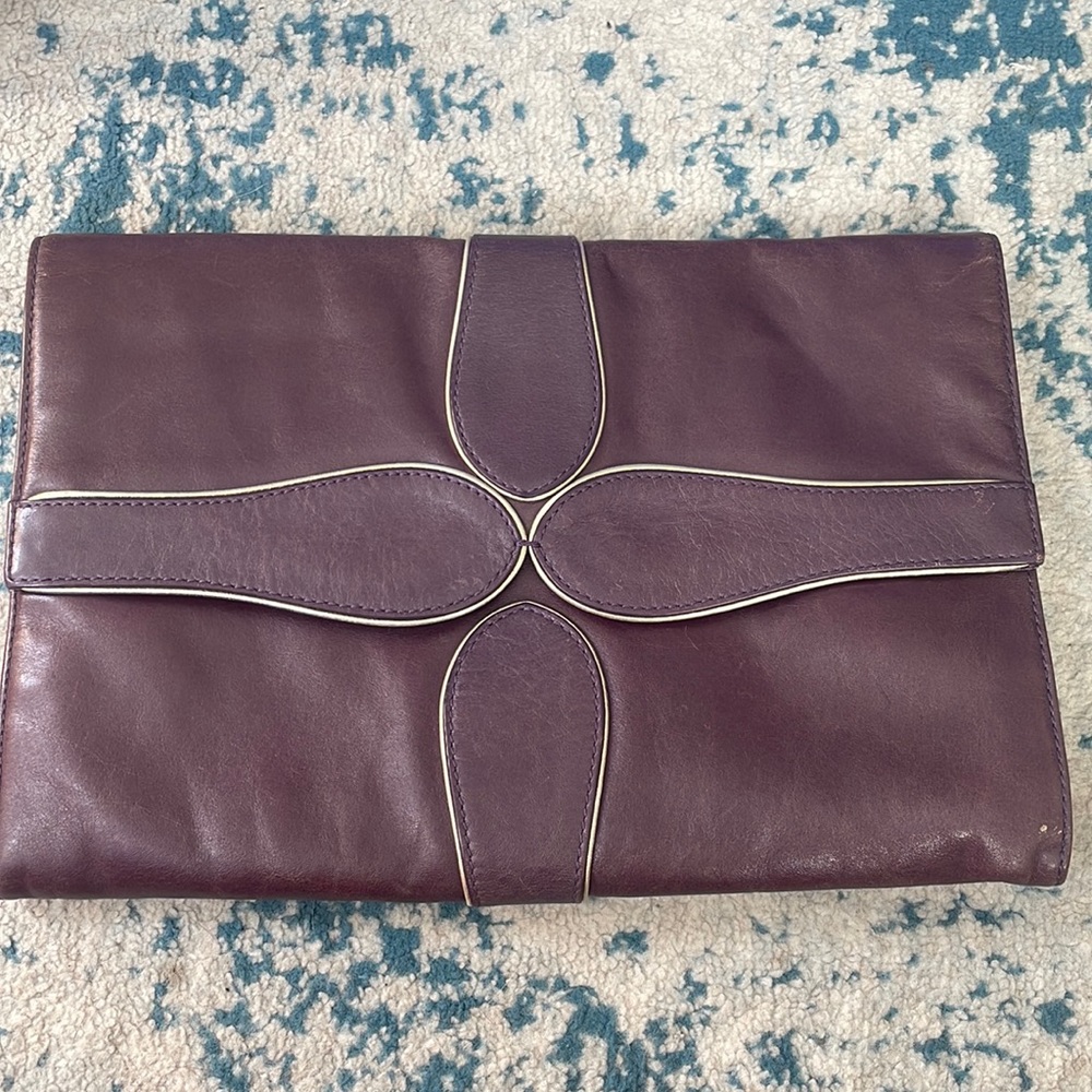 Kate Spade Aubergine/Plum and Gold Clutch